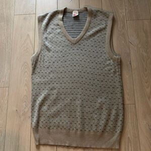 Vintage Beige Grandpa Sweater Vest Made in Canada